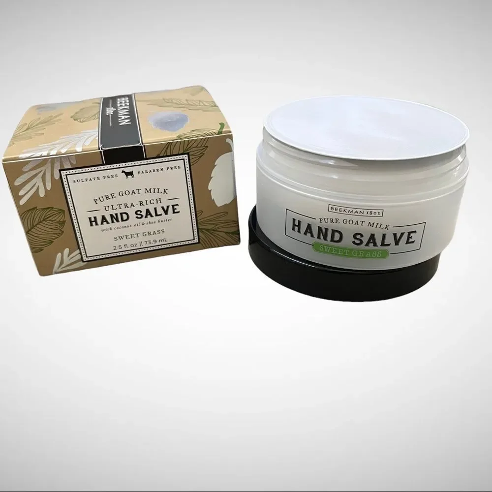 New in Box Beekman 1802 Ultra Rich Hand Salve Sweet Grass 2.5 fl oz.